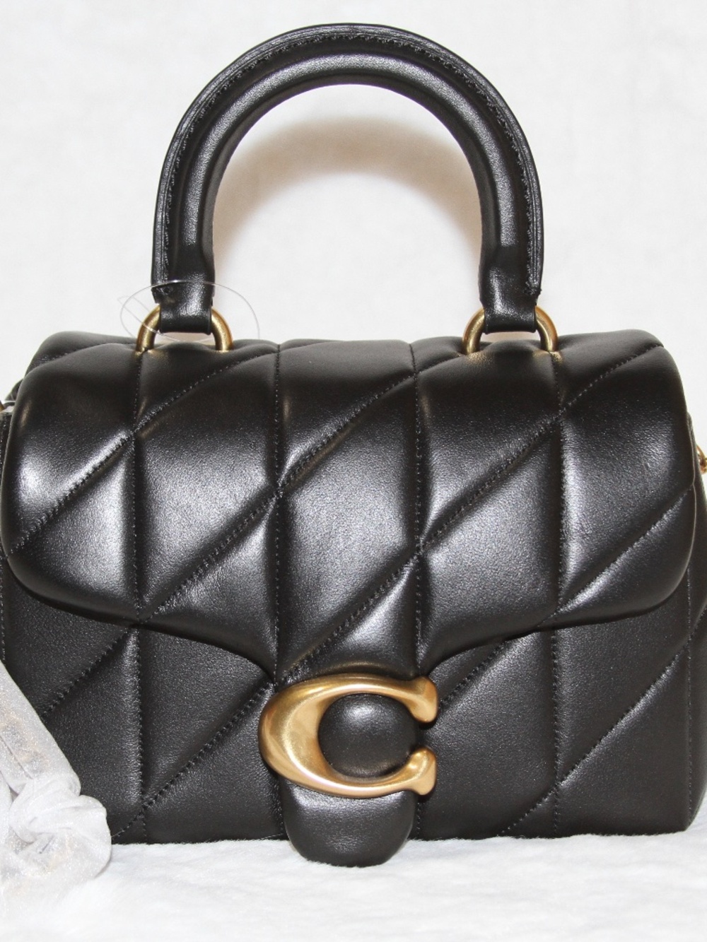 NWT Coach Tabby Top Handle Bag With Quilting Brass Black CCC12